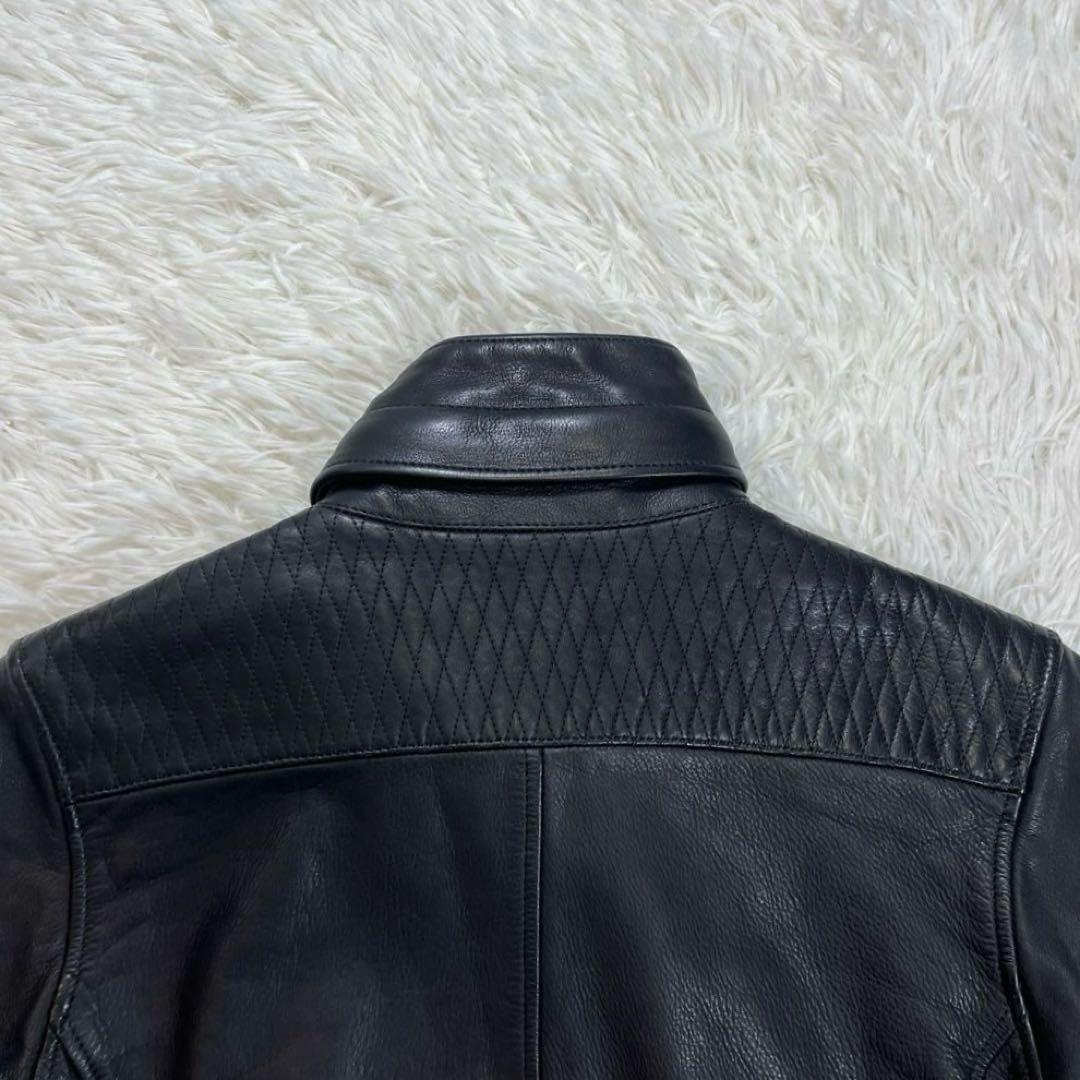 【美品】AKM レザージャケット　牛革　ブラック　S 日本製　裏地カモ