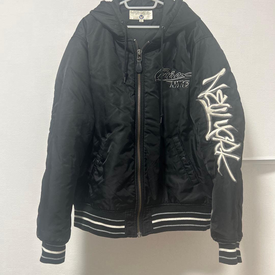 AVIREX ブラック フライトジャケット 2XL