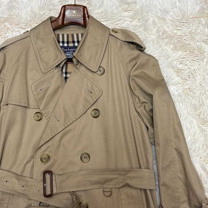 良品 バーバリー ベルト付 トレンチコート ベージュ ロング L~LL相当