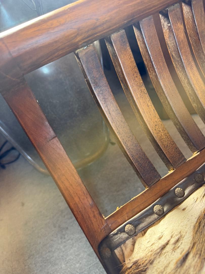 カルティニチェア スツール 毛付き座面 バリ家具 アンティーク 現状品