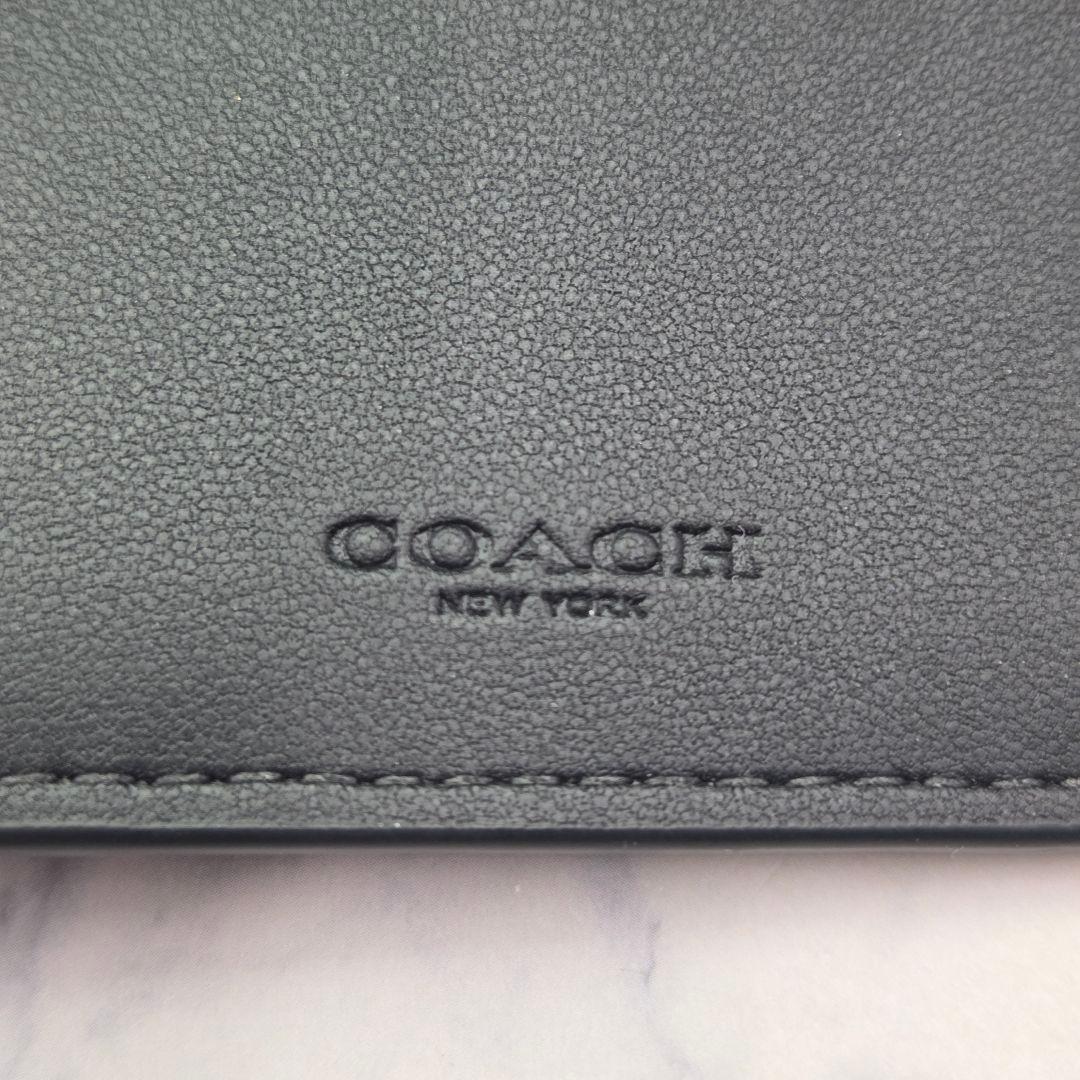 【COACH】コーチ　スタッズ　三つ折り 小さなウォレット　ペブルレザーブラック