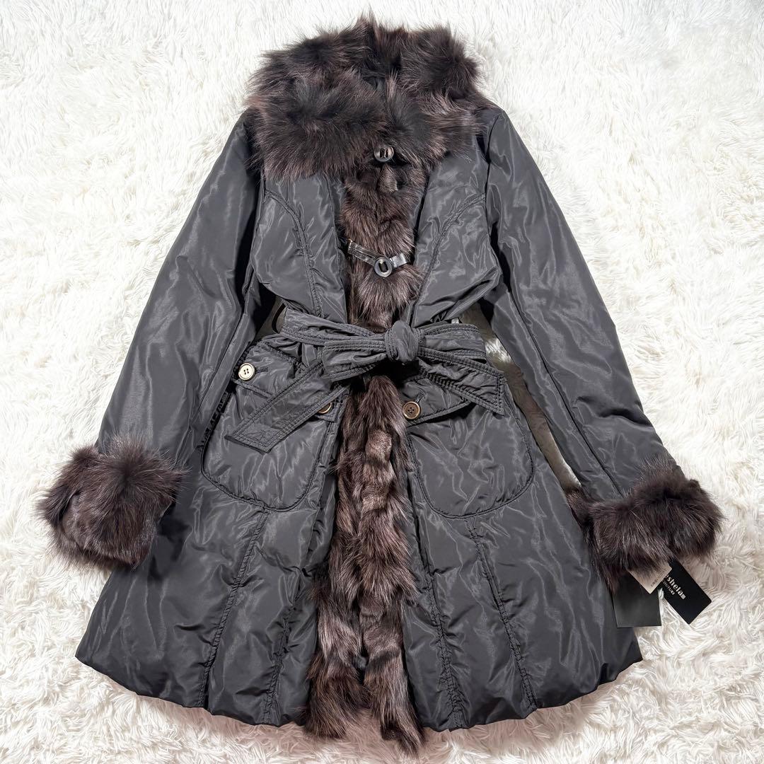 未使用タグ付　Beshela ブルーフォックス　ファー　ダウンコート　ブラック