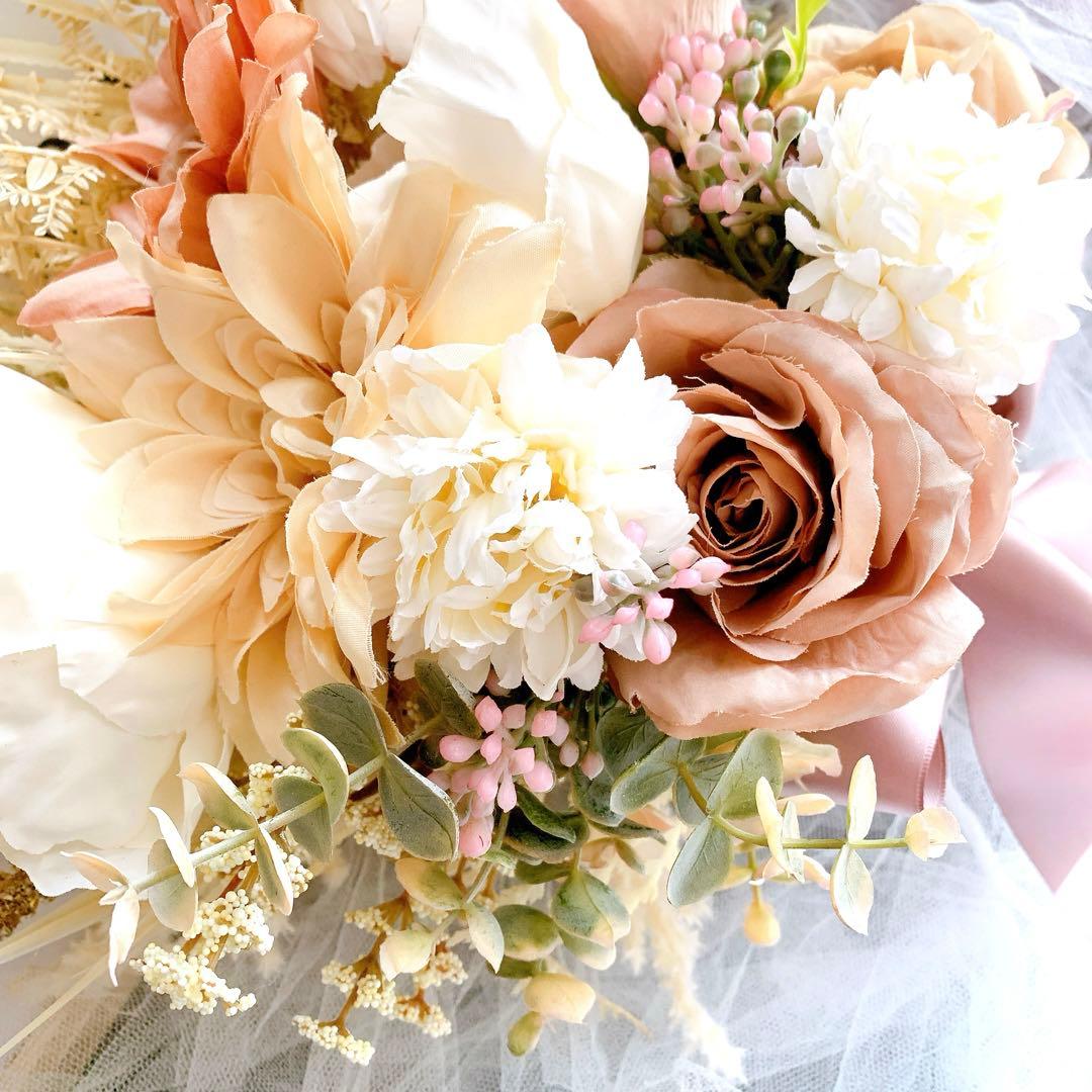 アーティフィシャルフラワーブーケ　クラッチブーケ　結婚式　ウェディングブーケ