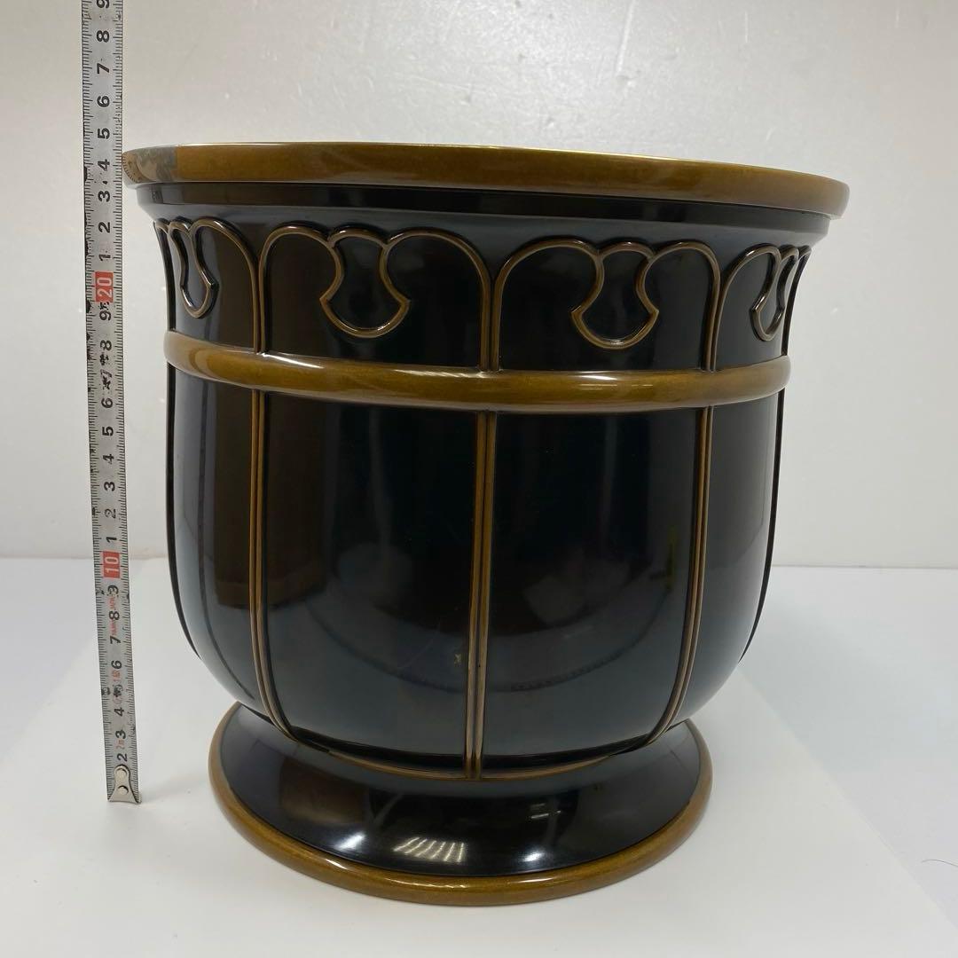 金谷五郎三郎　黒唐銅蓮萌式火鉢　共箱　トトサカ　東さ7-0315☆2F