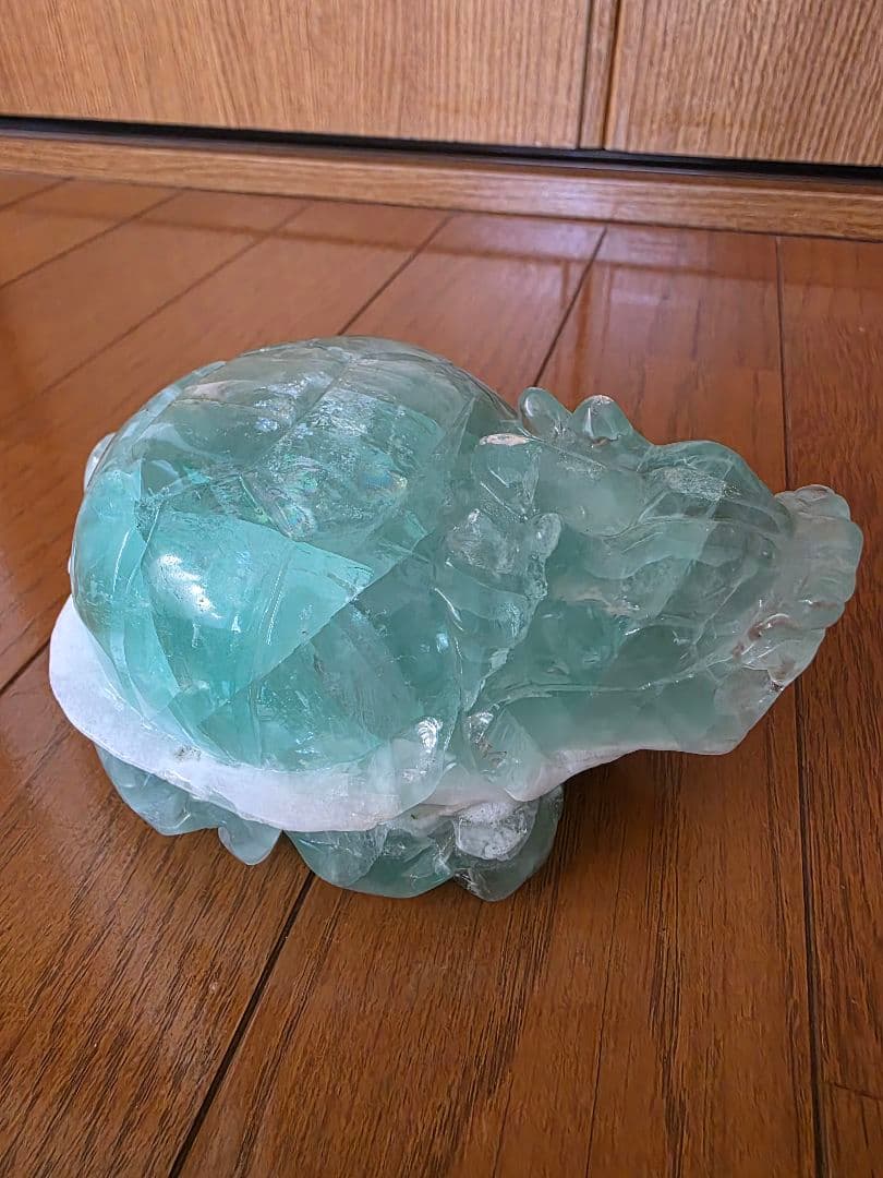 大きい　龍亀　ロングイ　グリーンフローライト1150g 1kgオーバー　龍神