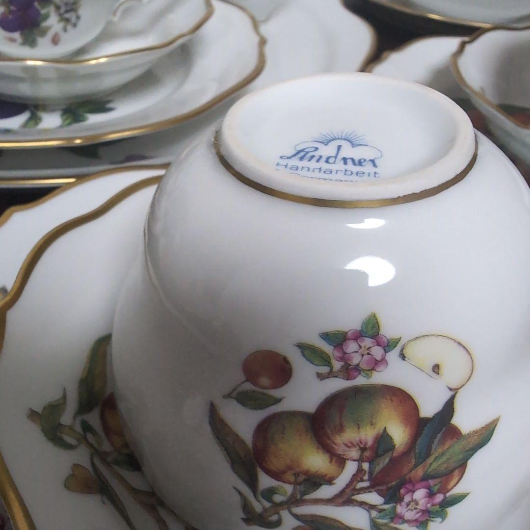 ドイツ　リンドナー　ティーセット　フルーツ　トリオ　ポット　クリーマー　シュガー