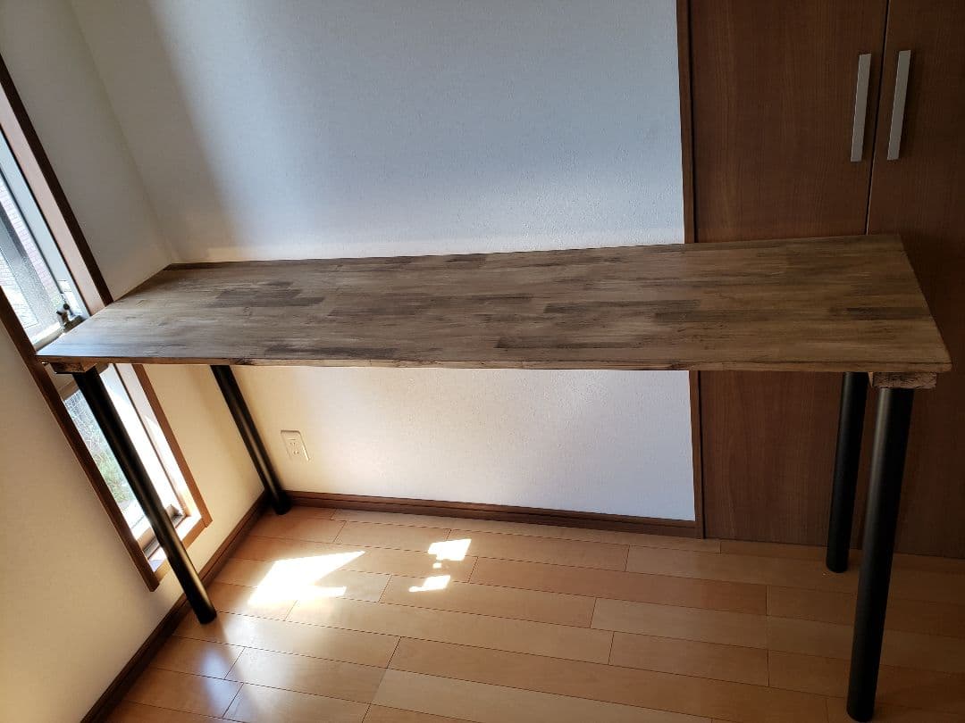 180 ロングカウンターテーブル　ワックス仕上げ　アンティーク　木目調　無垢材