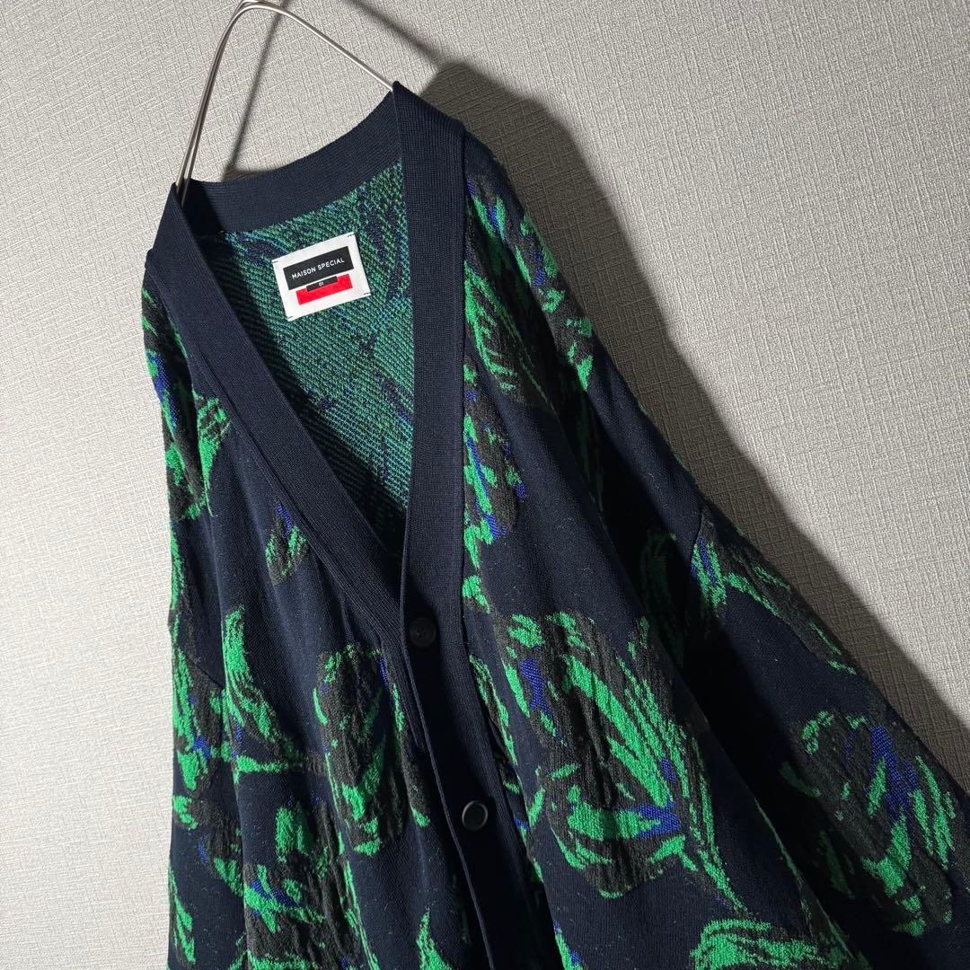 人気デザイン★MAISON SPECIAL 花柄 総柄 カーディガン XL程度