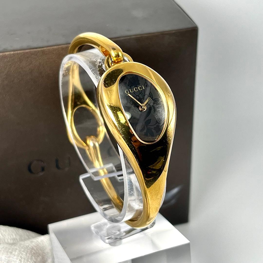 【付属品あり/稼働品】グッチ フローラ 103 バングルウォッチ ゴールド