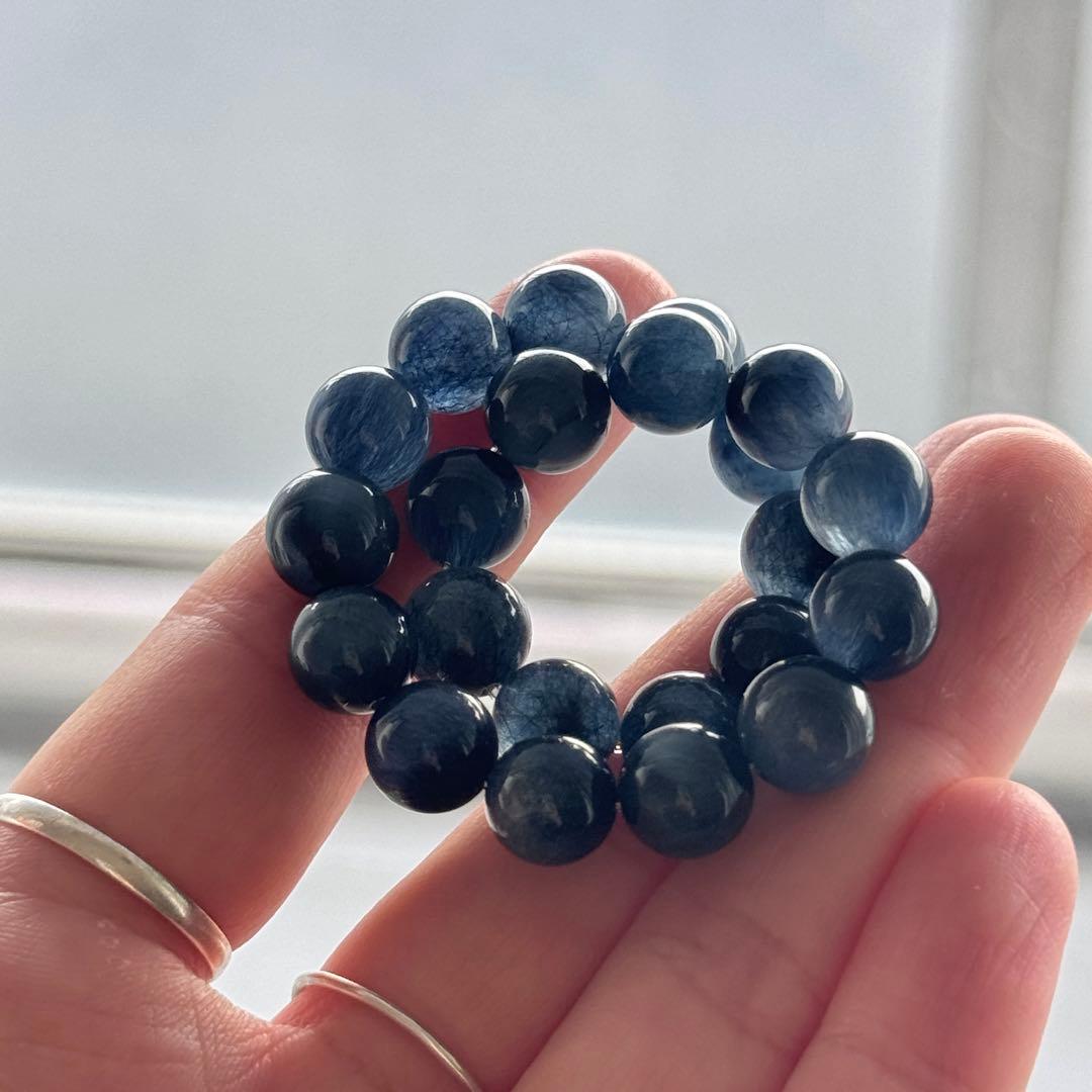 naoki　美品　濃いめブルーラビットヘアルチルブレスレット　NO.468