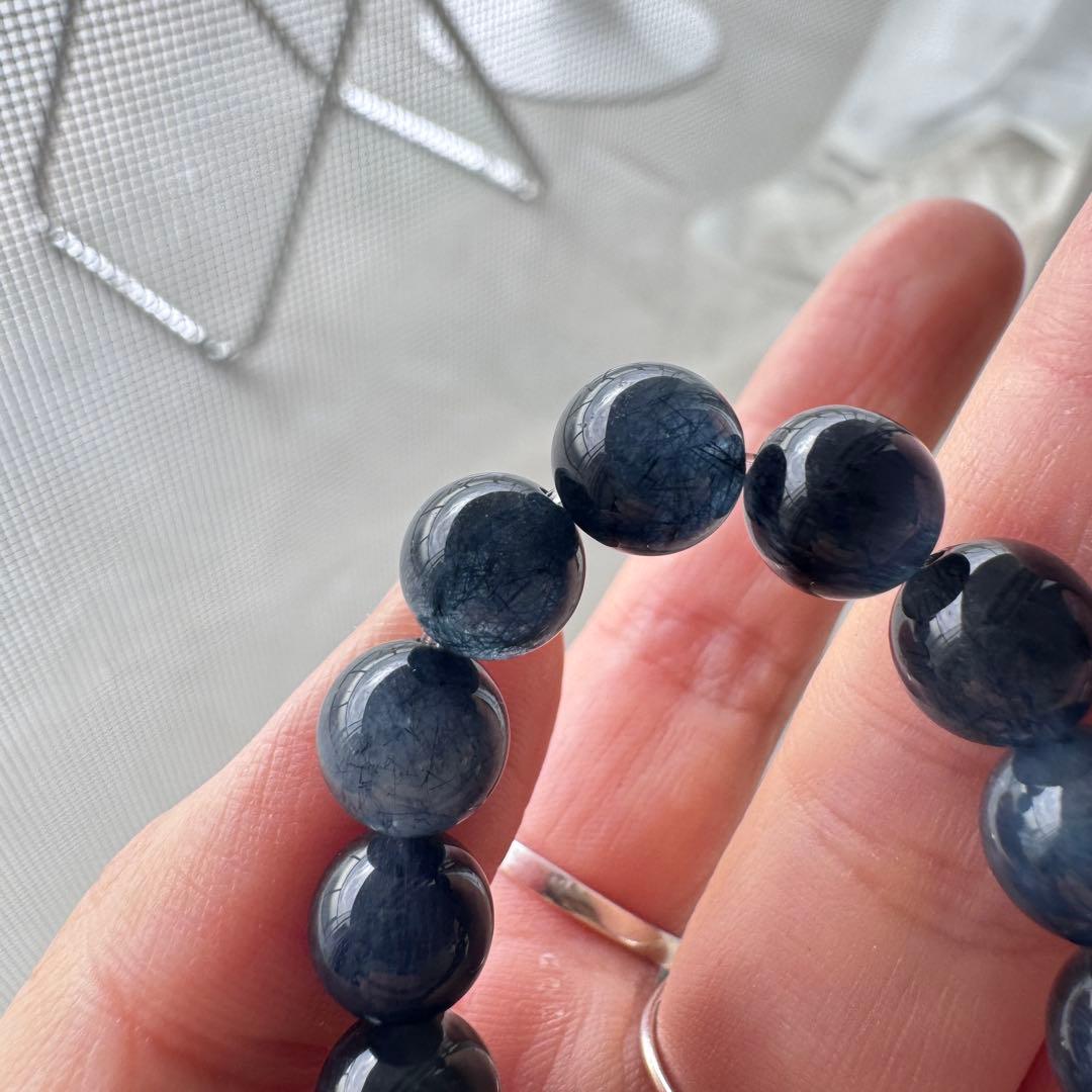 naoki　美品　濃いめブルーラビットヘアルチルブレスレット　NO.468