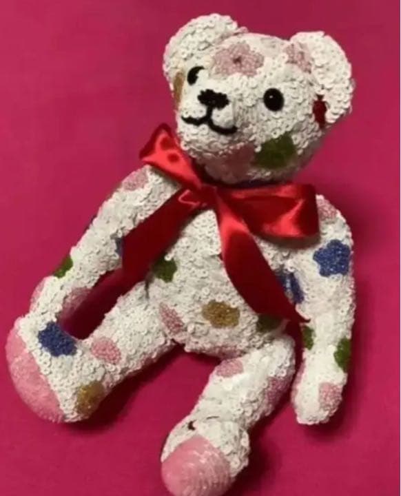 ✿(田川啓二)お花模様のビーズ刺繍ベア