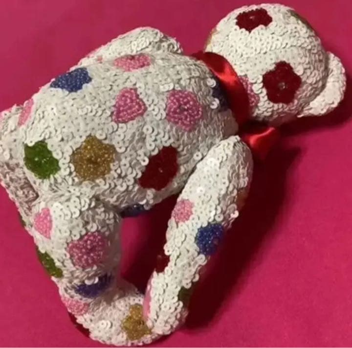 ✿(田川啓二)お花模様のビーズ刺繍ベア