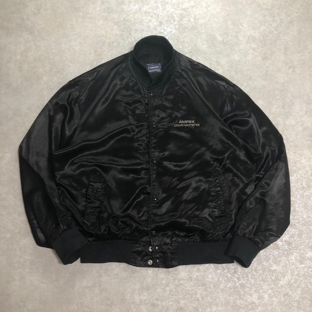 80-90sヴィンテージUSA製サテンスタジャンスカジャン刺繍　短丈ショート丈