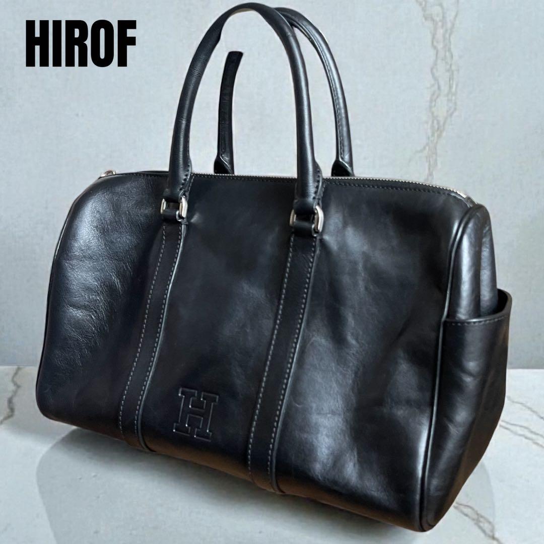 アイビー様美品 HIROFU ヒロフ ロゴ型押し レザー ミニ ボストンバッグ