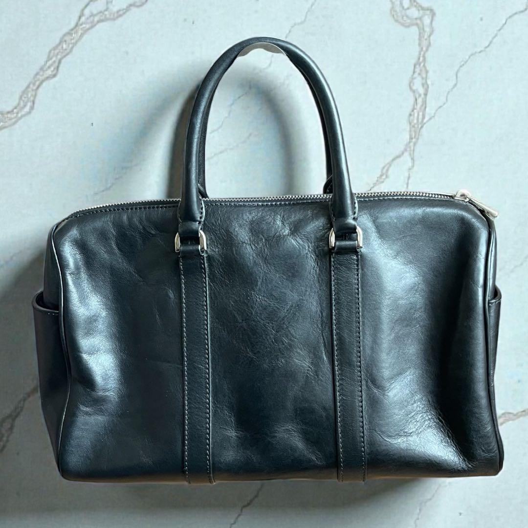 アイビー様美品 HIROFU ヒロフ ロゴ型押し レザー ミニ ボストンバッグ