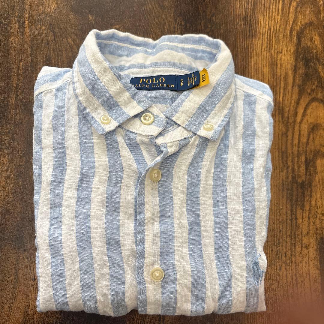 Polo Ralph Lauren 半袖シャツ 青白ストライプ
