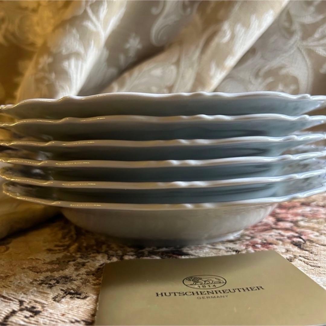 新品 ドイツ製 HUTSCHENREUTHER ローズガーランド スープ皿 6枚