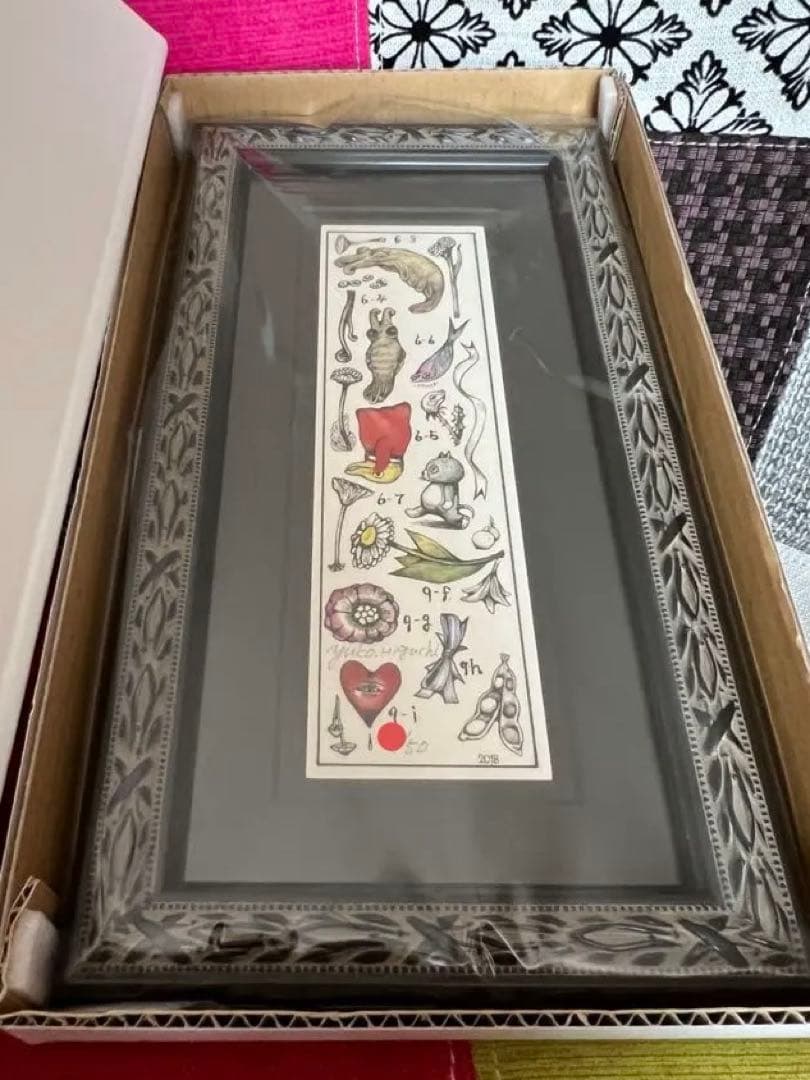 【完売品】ヒグチユウコ ボリス雑貨店 【額装】 複製画　シール図鑑4