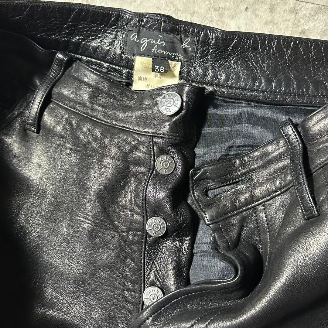 agnes b homme ラムレザーパンツ 38 黒
