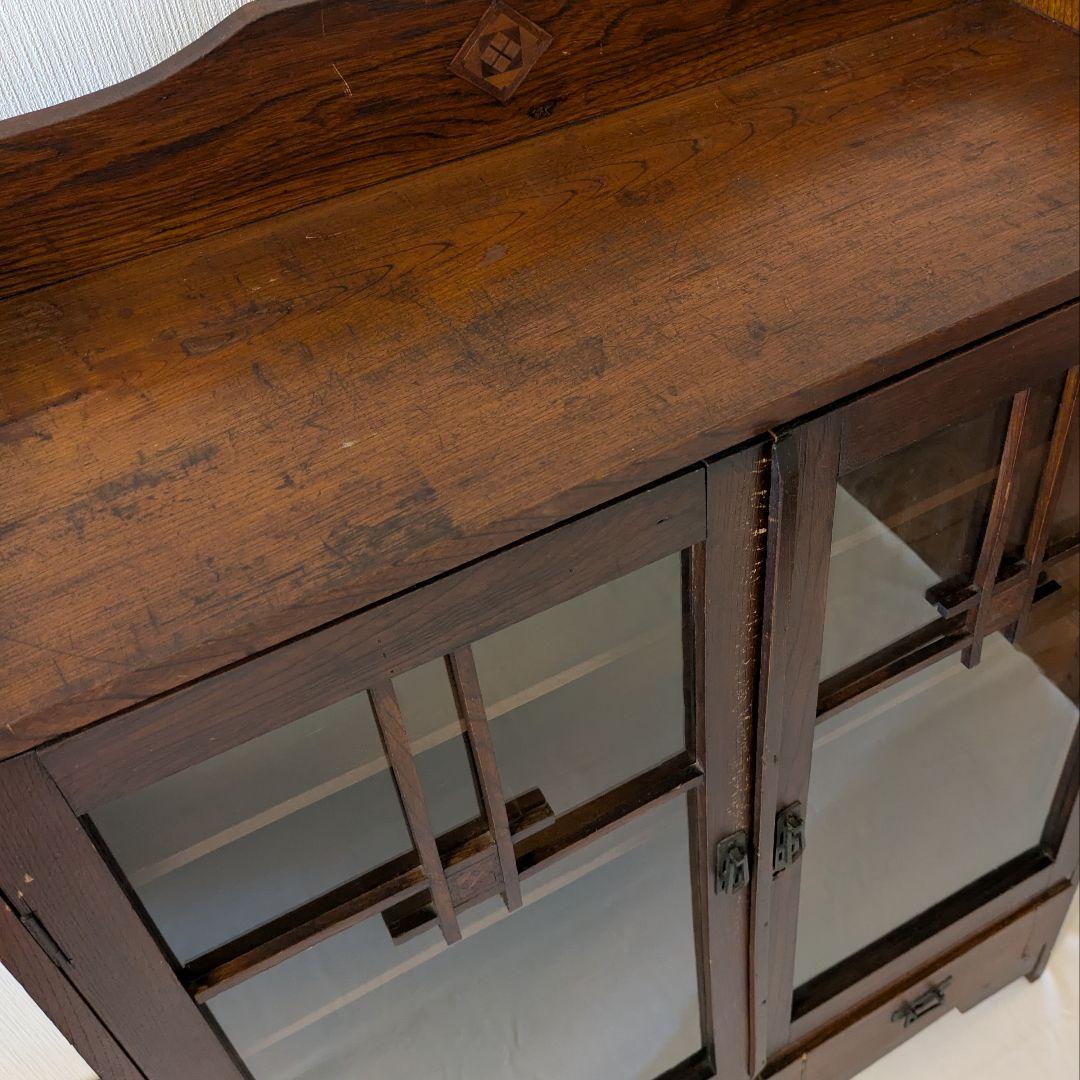 アンティーク キャビネット 昭和レトロ 戸棚 木製 大正 和家具 食器棚