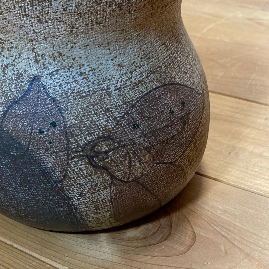 伊藤東彦 笠間焼 布目椿文花瓶 陶器花瓶