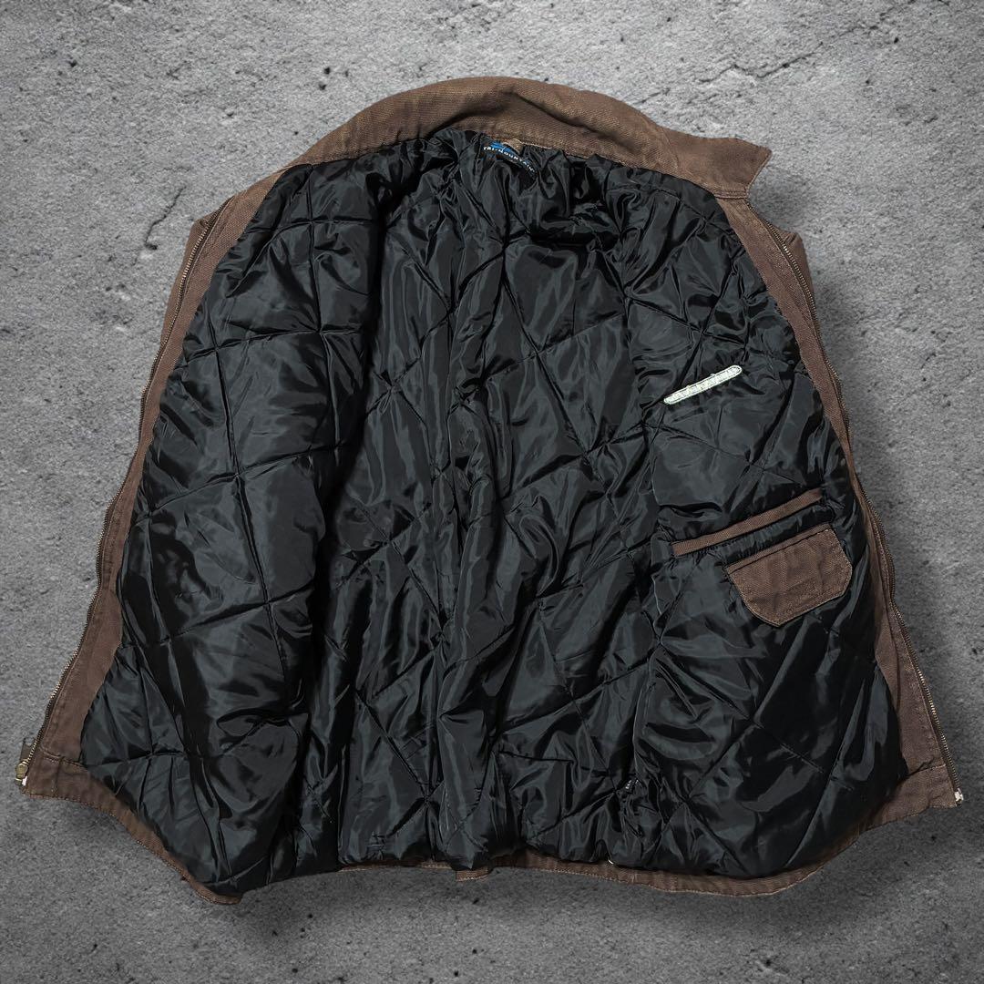 デトロイト企業ロゴブラウンXL中綿ダック生地短丈ワークジャケットトライマウンテン