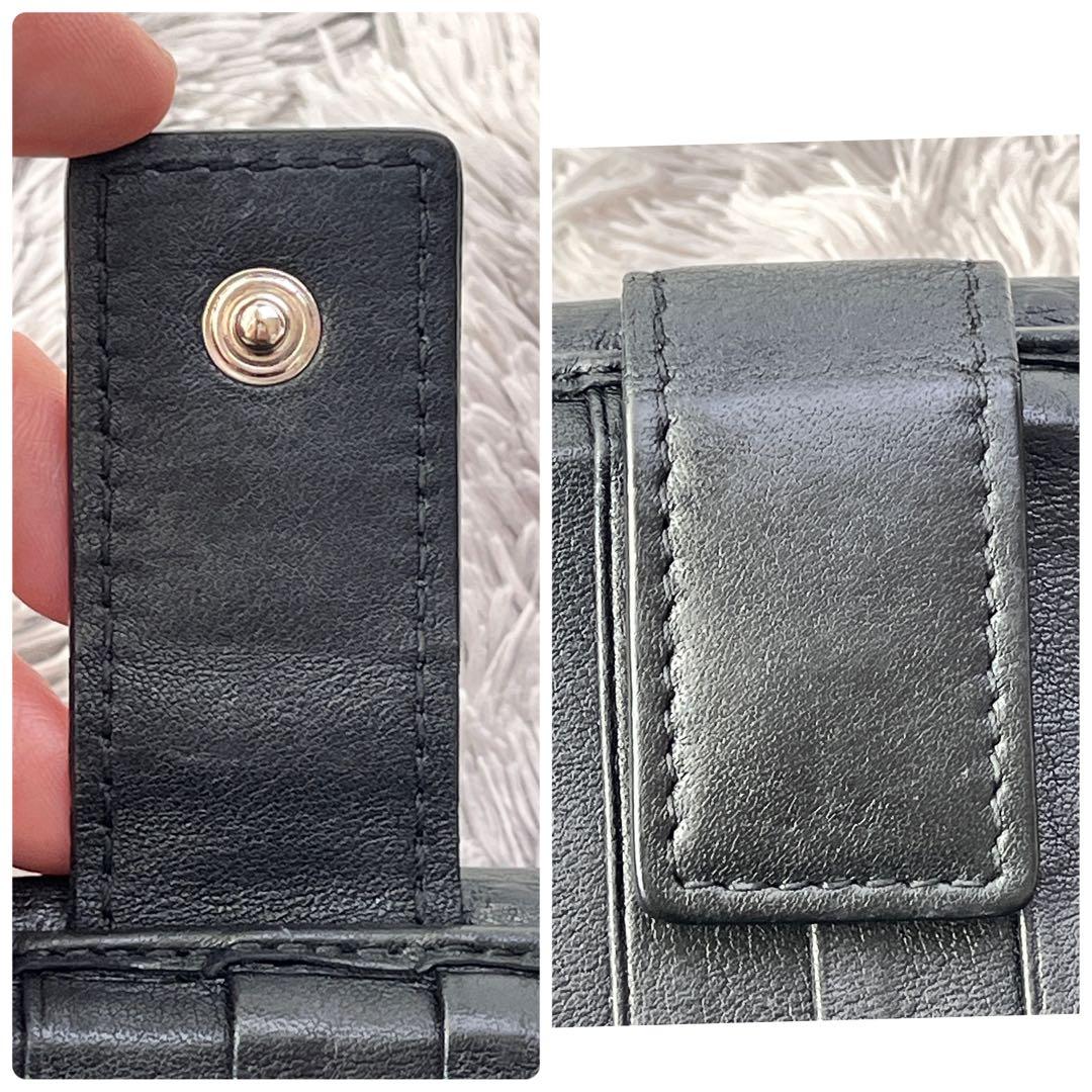 美品✨GUCCI シマ　ロゴ金具　Wホック ブラック　メンズ　長財布