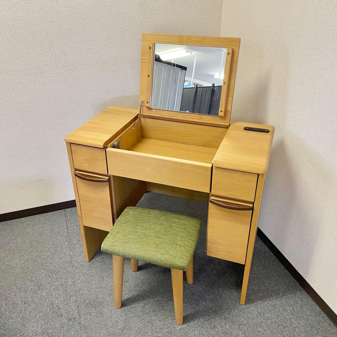 楽天デスクドレッサー 天然木アルダー材 ナチュラル ⚠️スツール別売り　F
