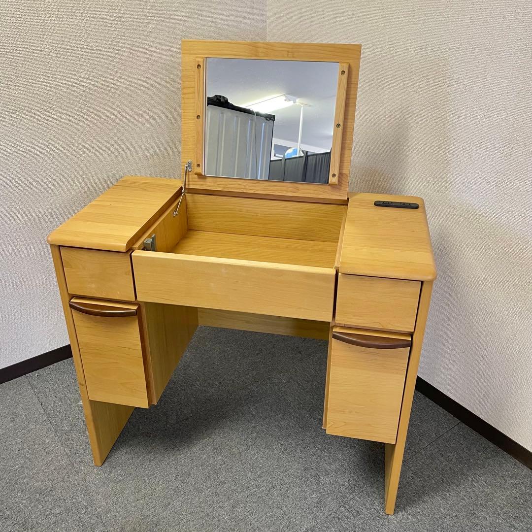 楽天デスクドレッサー 天然木アルダー材 ナチュラル ⚠️スツール別売り　F