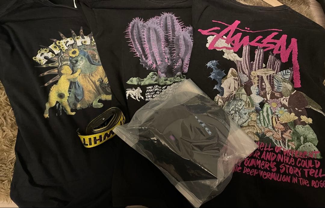 【最安5点セット】オフホワイトベルトSTUSSYシャツripndipシャツ帽子