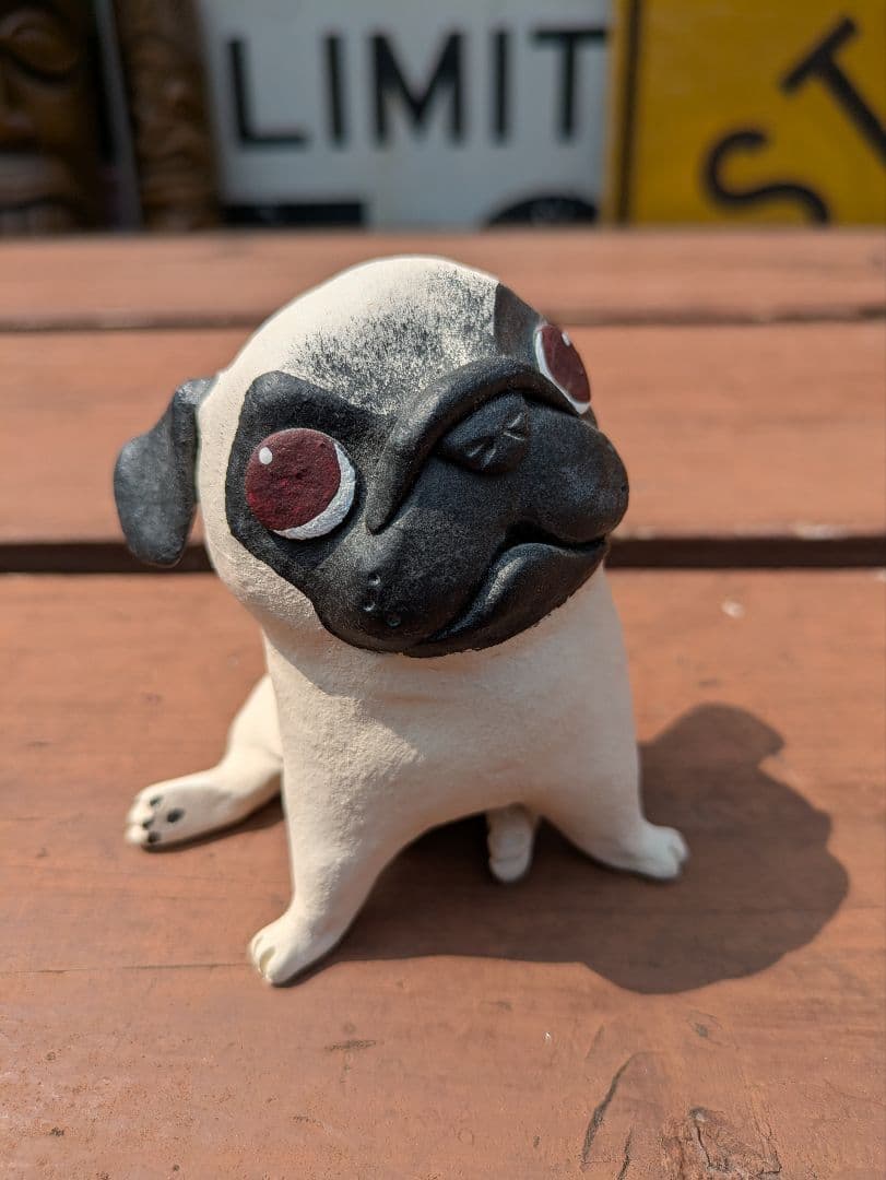 可愛い❤️パグちゃん。縁起物、陶器人形、置物、犬人形、ブサカワ　作家