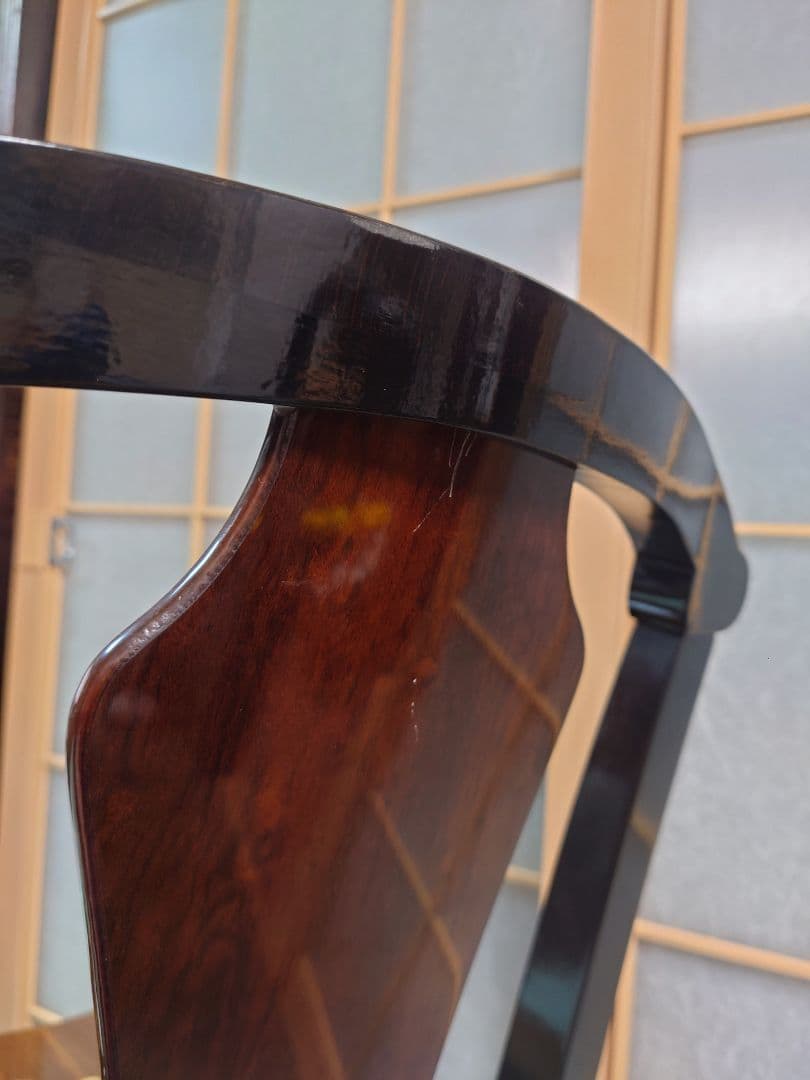 イタリア製 椅子 チェア 象嵌 木製 無垢 ②
