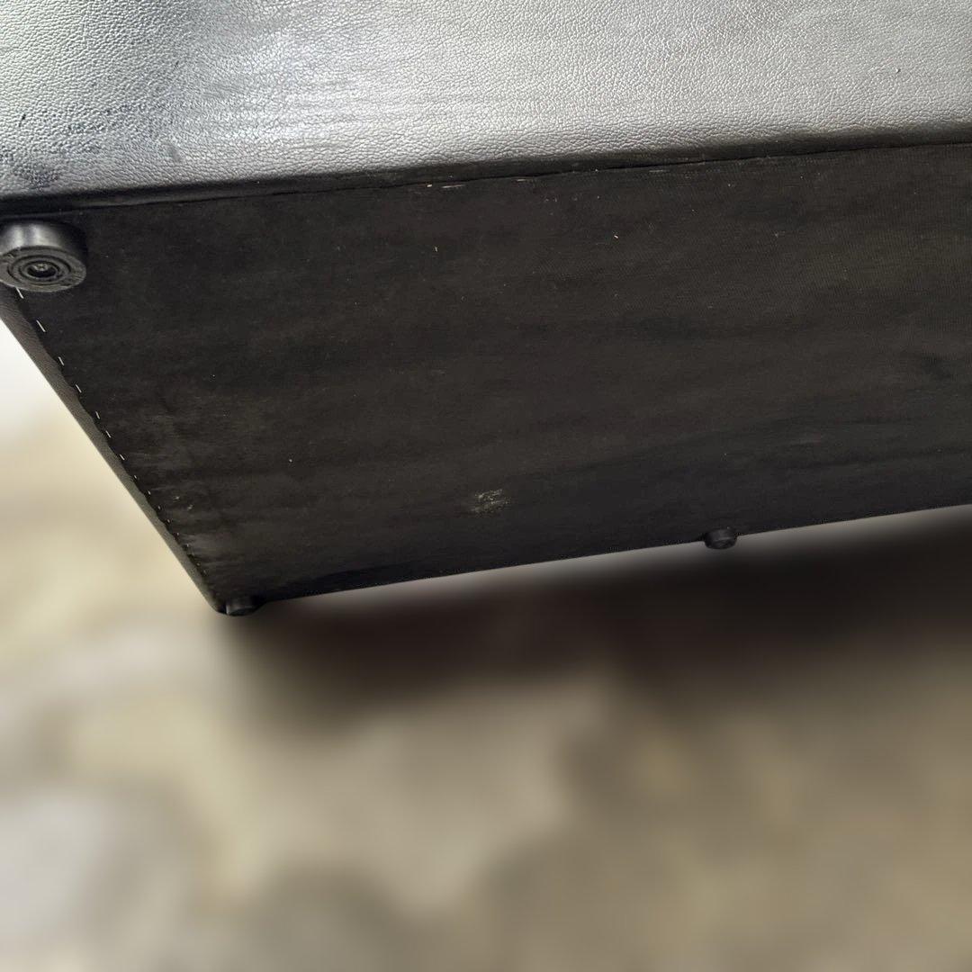 【送料込み】カフェ風 2人掛け ブラックレザーソファー ベンチシート