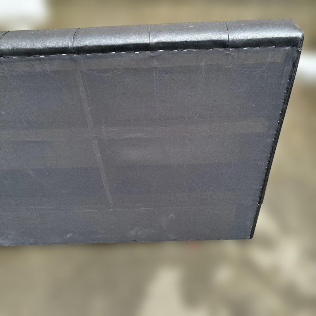 【送料込み】カフェ風 2人掛け ブラックレザーソファー ベンチシート