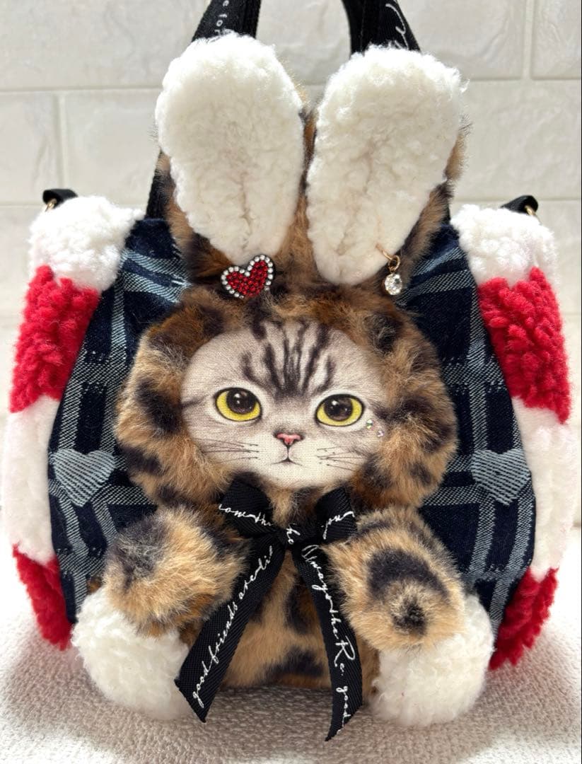 さ*ー様 コヤンイサムチョン　ハンドメイド　ハートボアバッグ　赤　ヒョウ柄うさち