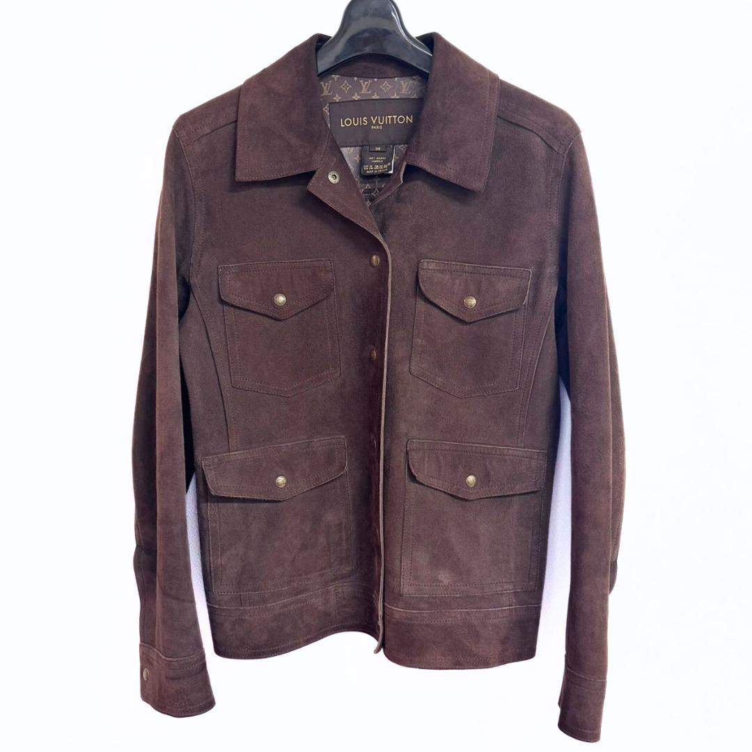 専用 ルイヴィトン モノグラム ラムスキン スエードレザージャケット 36