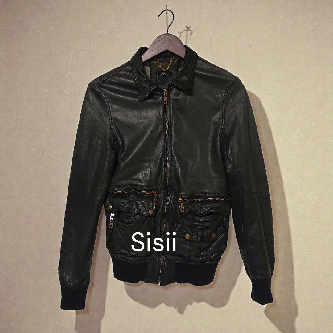 専用Sisii ダークブルー 変形 レザージャケット ユニセックス