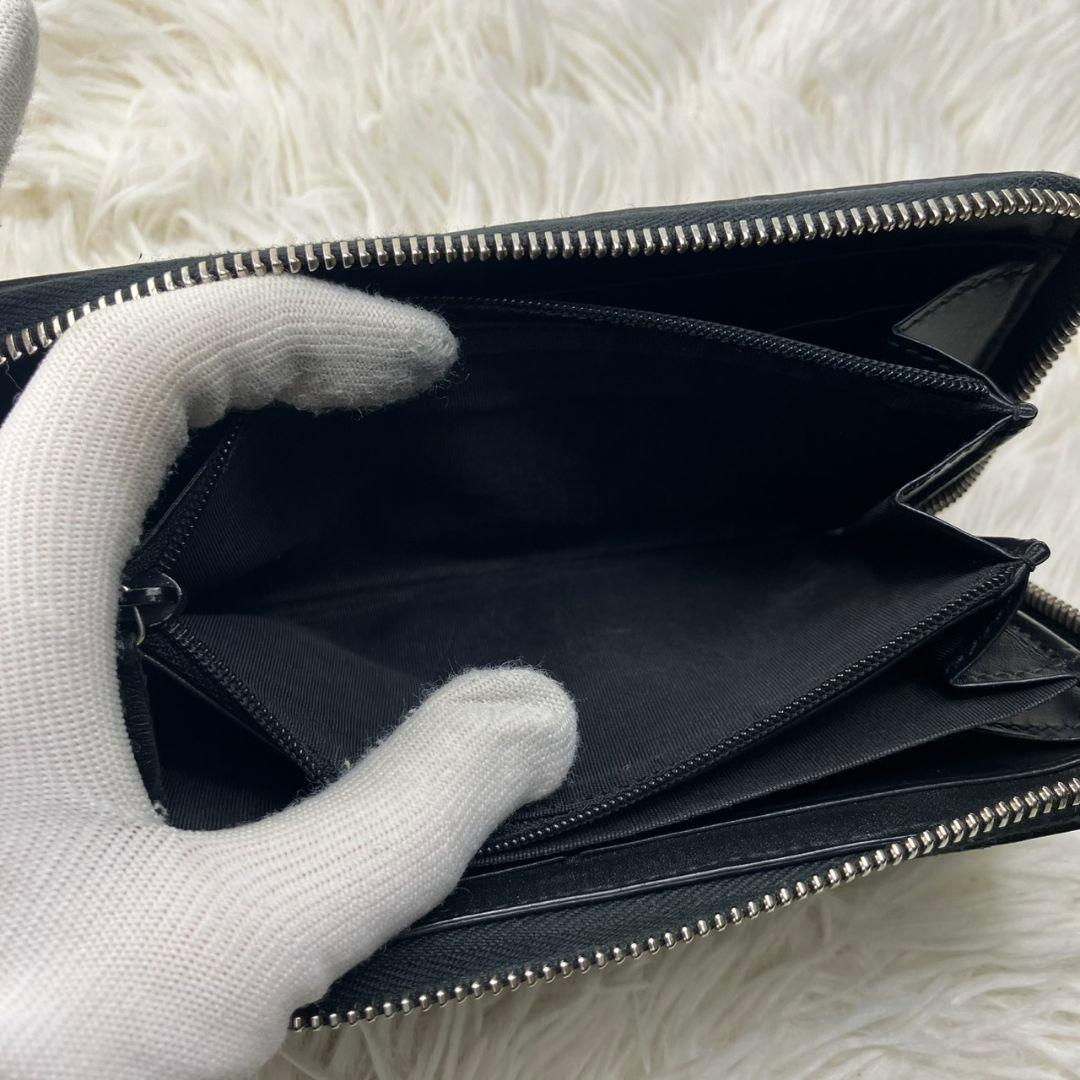 極美品 GUCCI グッチ 長財布 GGエンボス ファスナー ブラック 保存袋付