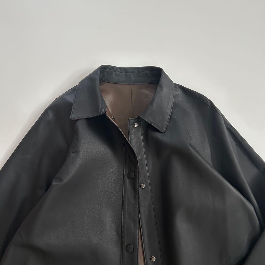 元町ゼラール ソフトラムレザー リバーシブル ステンカラーコート