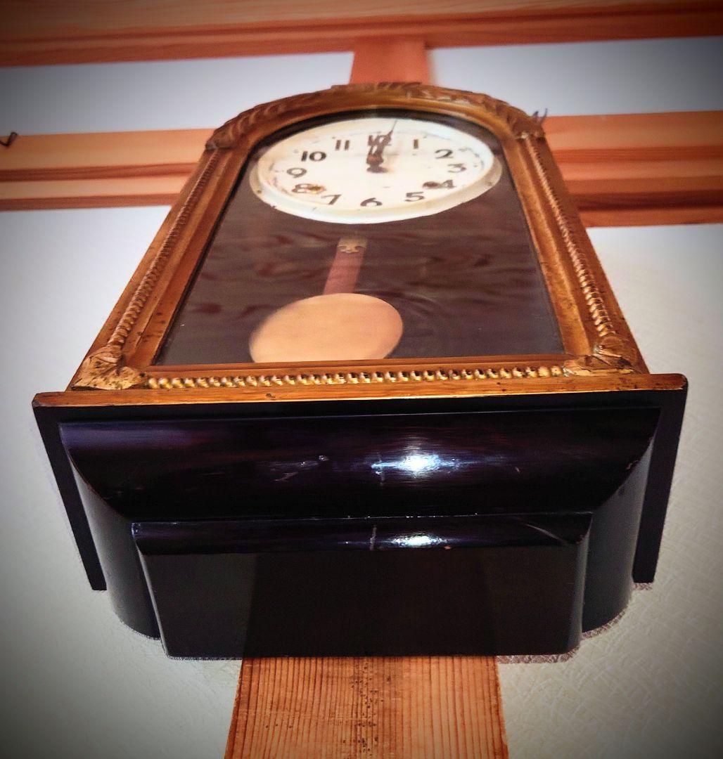 〈完動・美品〉精工舎　彫装飾Ｒ形ゼンマイ振り子掛け時計