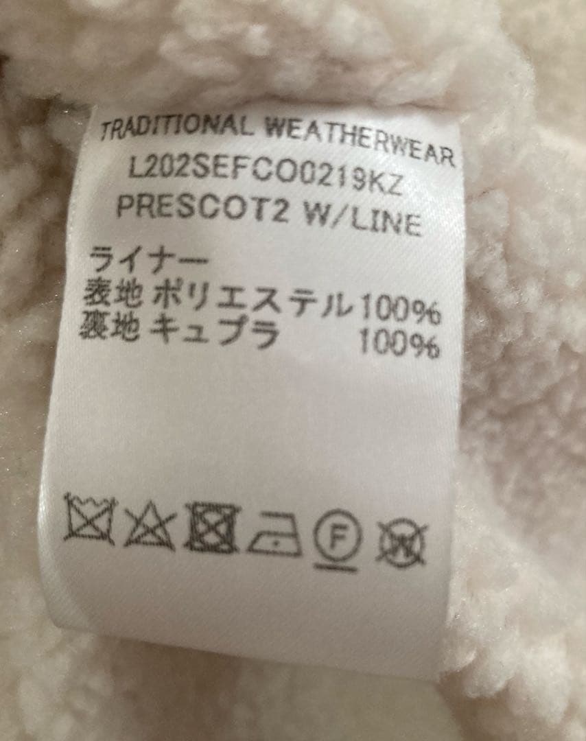 トラディショナルウェザーウェアバンウェル ピー コート ボアライナー付