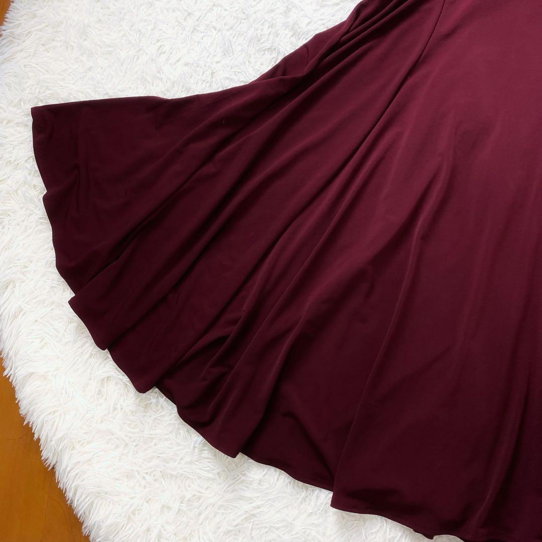 4極美品 社交ダンス フラメンコドレス スカートセットアップ バラモチーフ 赤