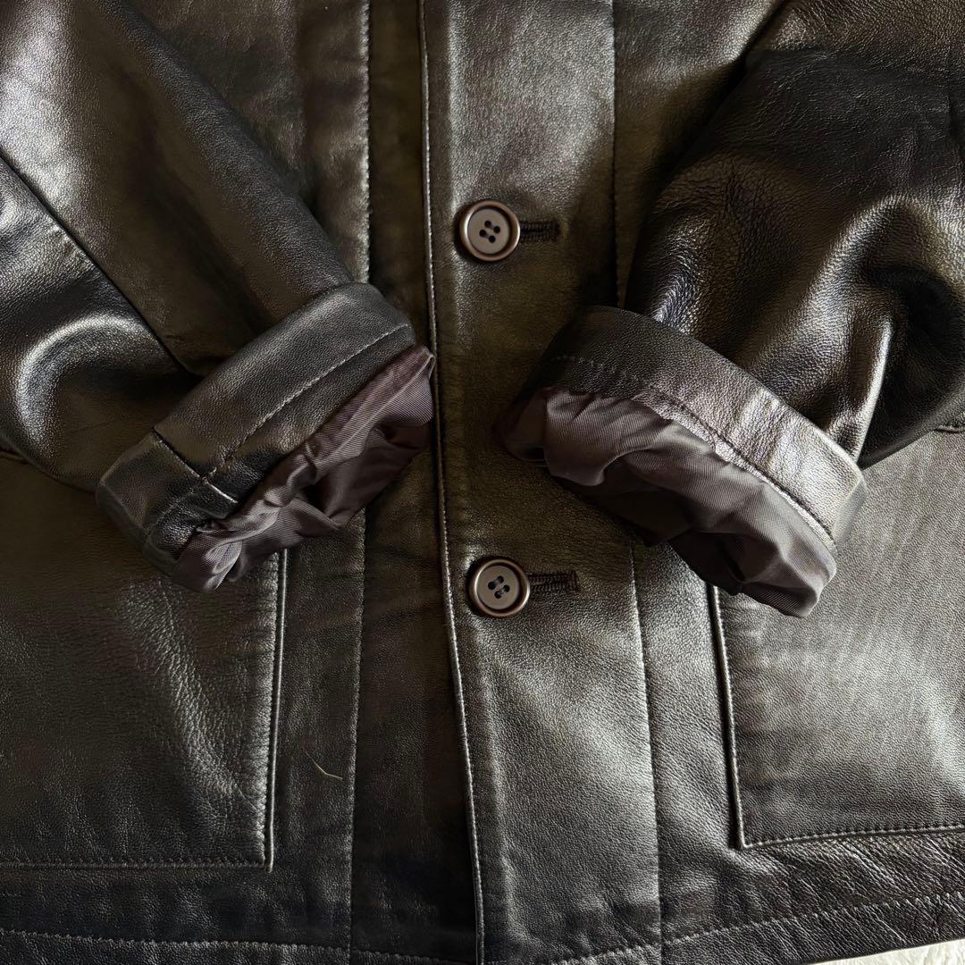 【美品】AVIREXレザーカーコート ハーフコートメンズ M ユニセックス 女性