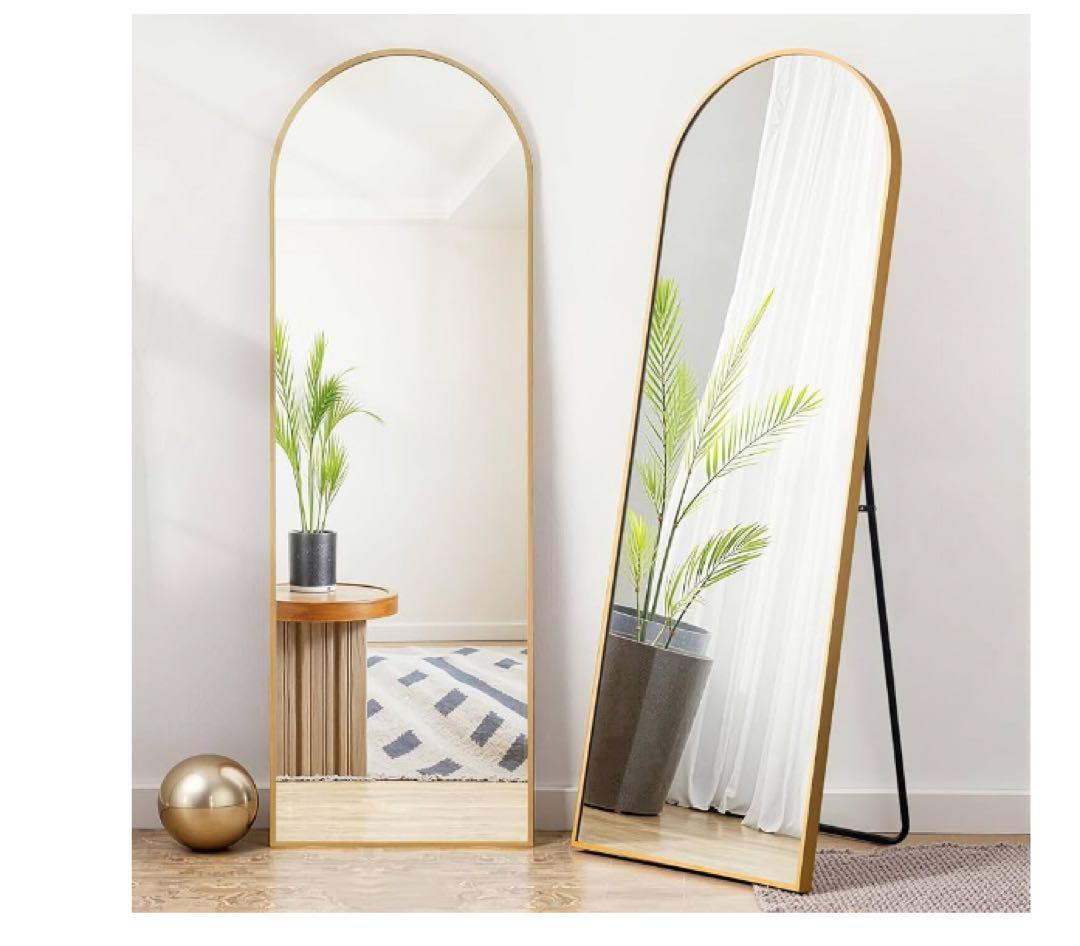 姿見鏡 全身鏡 スタンドミラー 壁掛け アーチ型 3way スタンド付き