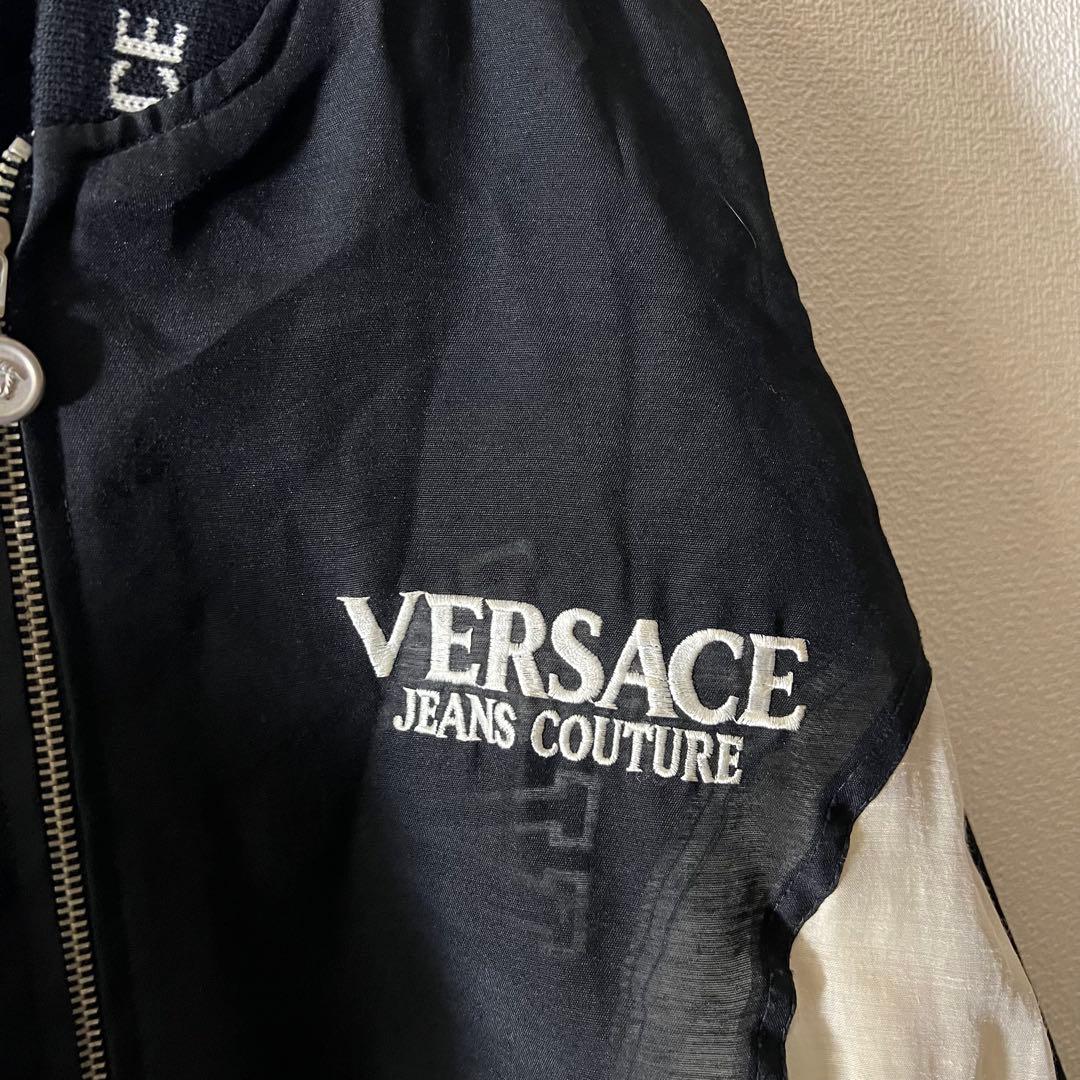90s VERSACE シアー ボンバージャケット メデューサ ブラック 刺繍