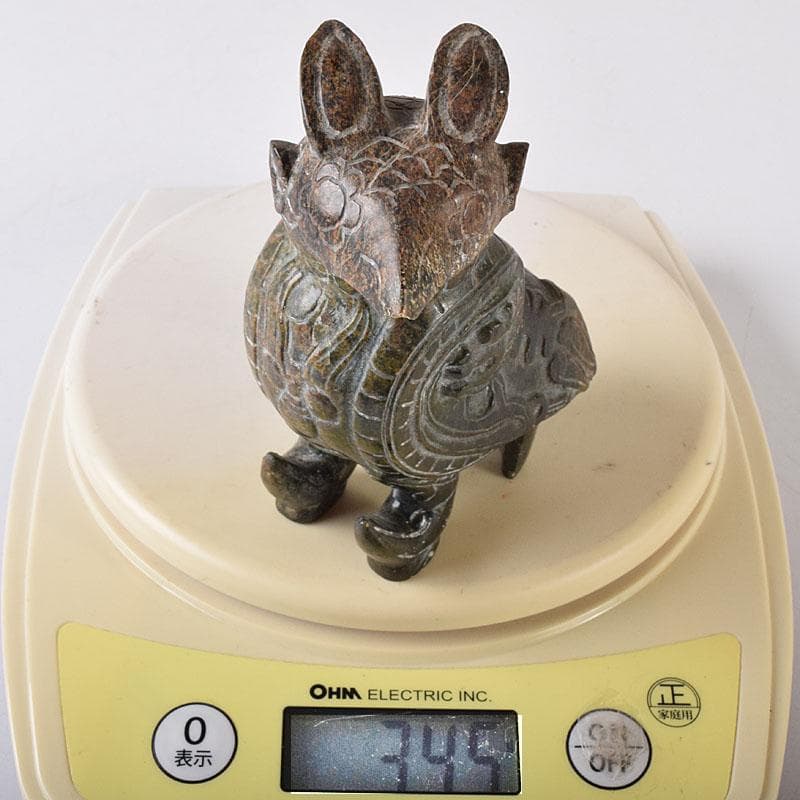 水芙蓉　中国　玉石彫刻　神獣型壷　V　R8307