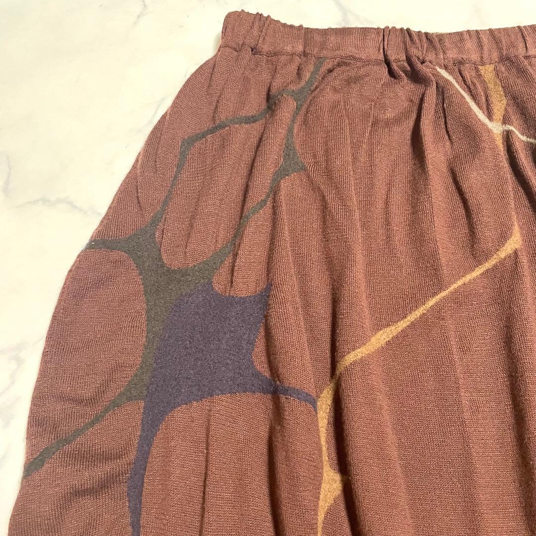 ヨーガンレール コットンニット ロングスカートブラウン M ウエストゴム
