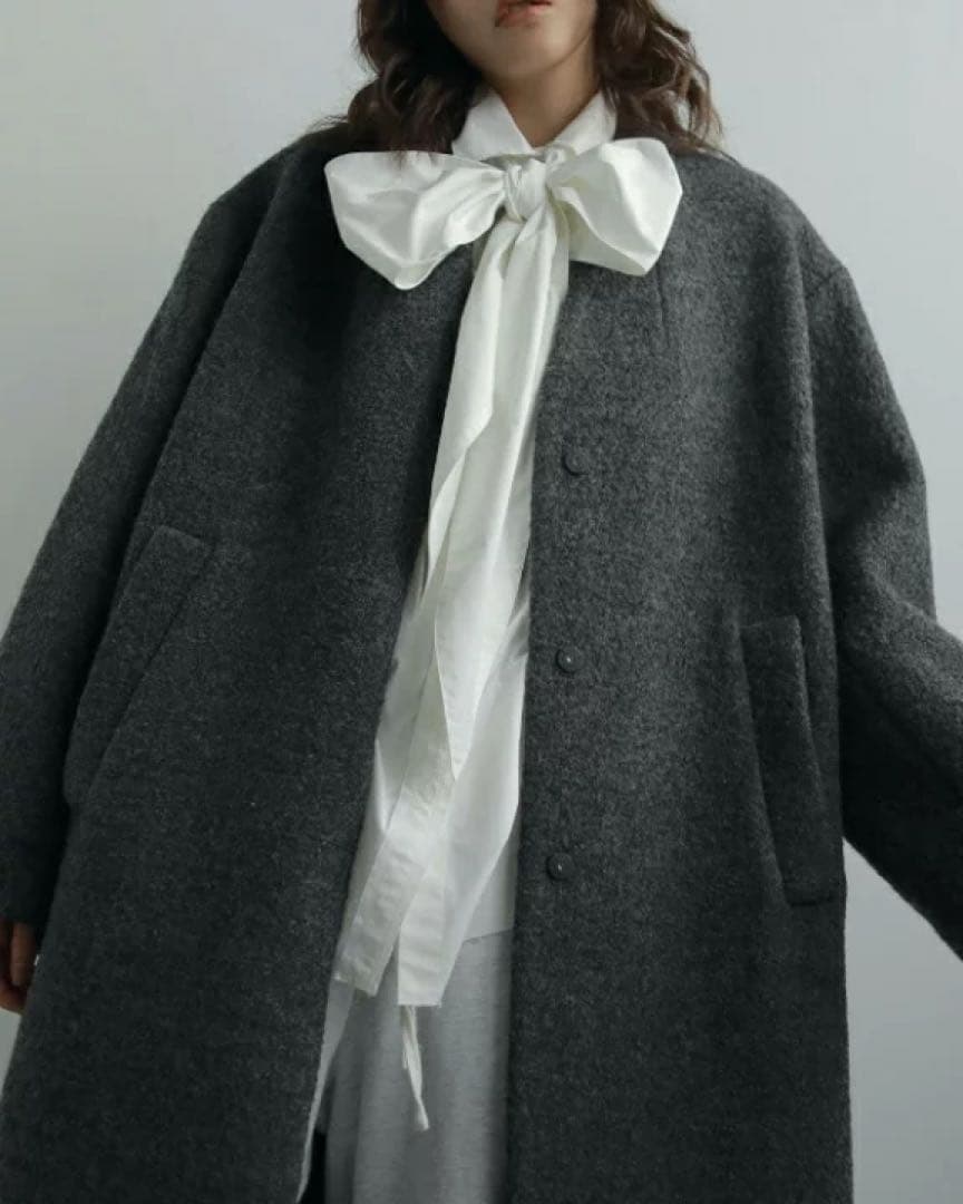 ànuke Collarless Cocoon Coat 36