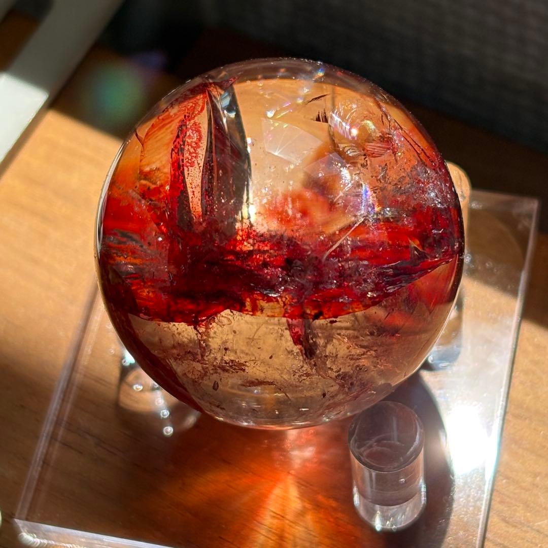 天然石 コンゴ産ファイアークォーツ スフィア直径40.8ミリ